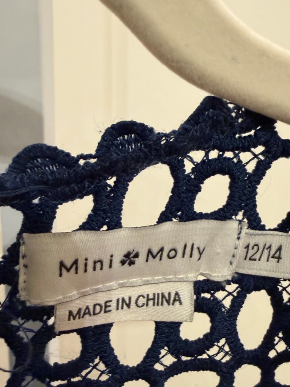 Mini Molly Bracken Navy Lace Eyelet Scalloped Tween Dress - Picture 2 of 5